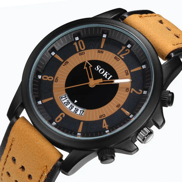 

Часы наручные мужские кварцевые с кожаным ремешком, Классические Спортивные Повседневные, для улицы, подарок
