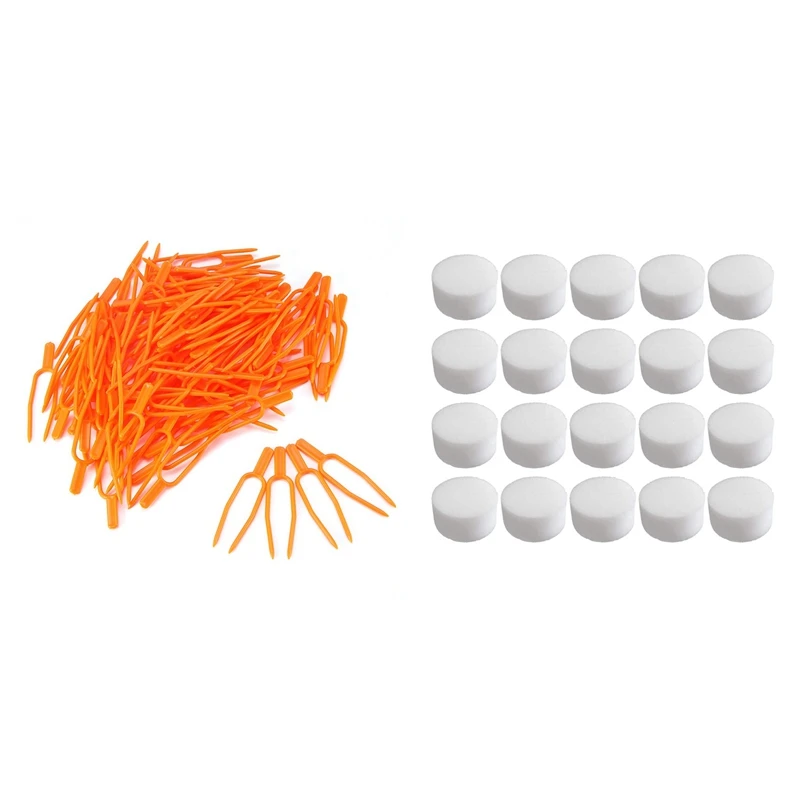 

50Pcs Hydroponic Sponge Planting Gardening Tool,60Mm With 100Pcs Plastic Plant Climbing Support Clips Plant Vine Holder