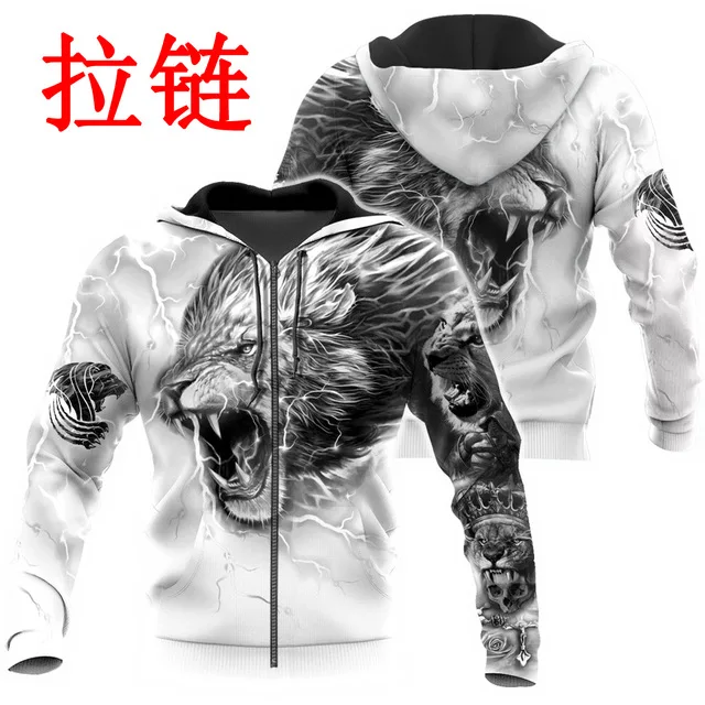 

Мужские толстовки с капюшоном и 3D-принтом льва, уличная одежда в стиле Харадзюку, модная толстовка унисекс, осенняя куртка, спортивные костю...