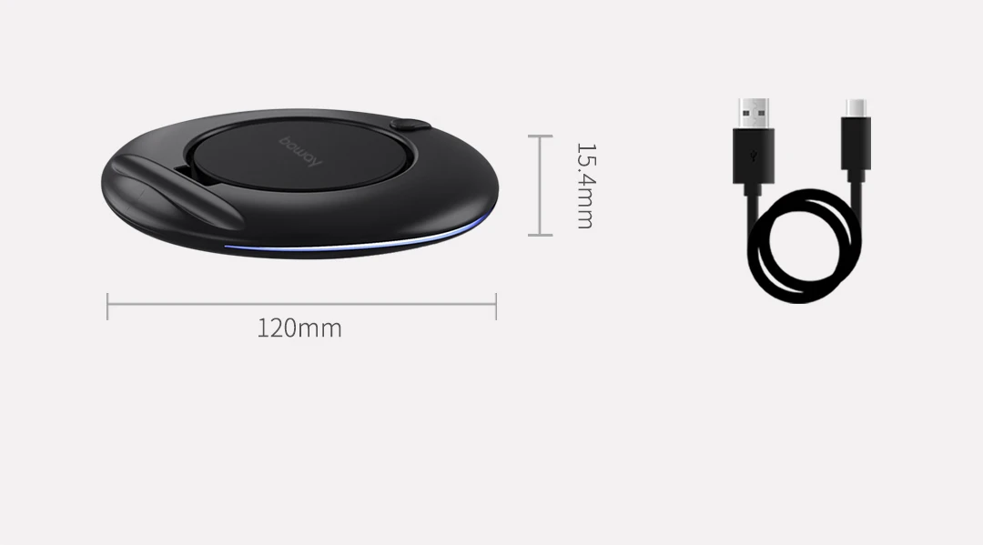 Xiaomi Mijia Youpin Boway Z1 складное Беспроводное зарядное устройство Черный Горизонтальный Вертикальный и горизонтальный 7,5 Вт/10 Вт Быстрая зарядка - Цвет: Черный