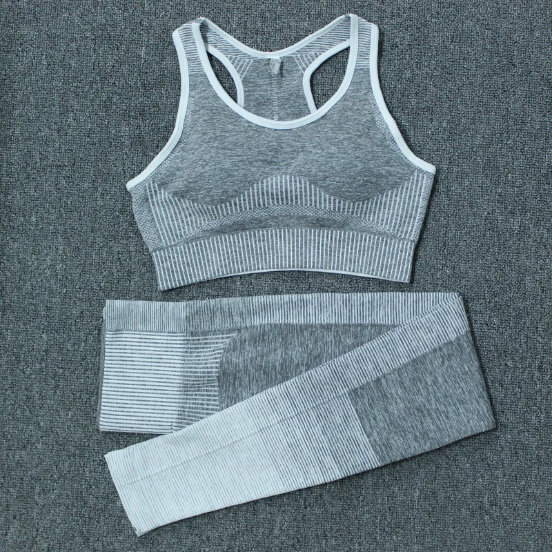 

Europe and America Hot Sales New Style Seamless Knitted Exaggerates Hips Yoga Suit Sports Fitness Suit Vest WOMEN'S Suit