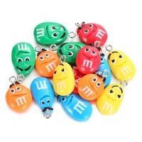10pcslot colorful chocolate beans candy resin charms diy bracelet keychain for jewelry making accessories