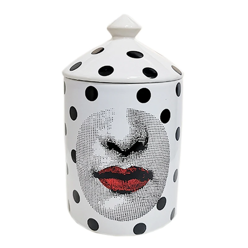 

Black Pot Red Mouth Scented Candle Holder Ceramic Tower Type Jar with Lid Italianate Home Decoration Aromatherapy Bottle