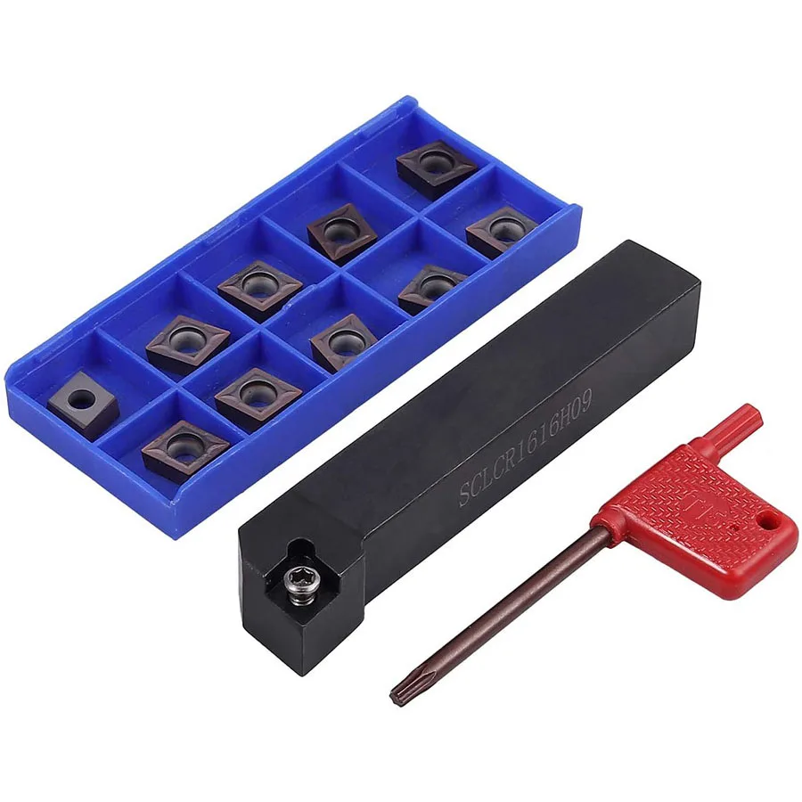 

10pcs Lathe Turning Tool SCLCR1616H09 + Carbide Inserts Cutter Holder CCMT09T304