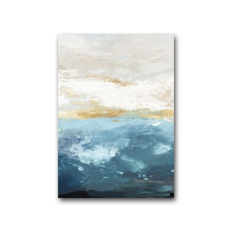 

Abstract Blue Sea Wave Scenery Art Wall Decor Nordic Canvas Painting Print and Poster Decoration for Living Room Bedroom Home