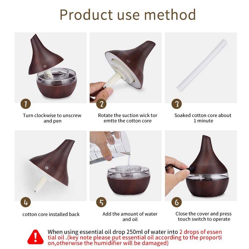 

saengQ Humidifier Electric Aroma Air Diffuser Wood Ultrasonic Air Humidifier Essential Oil Aromatherapy Cool Mist Maker For Home