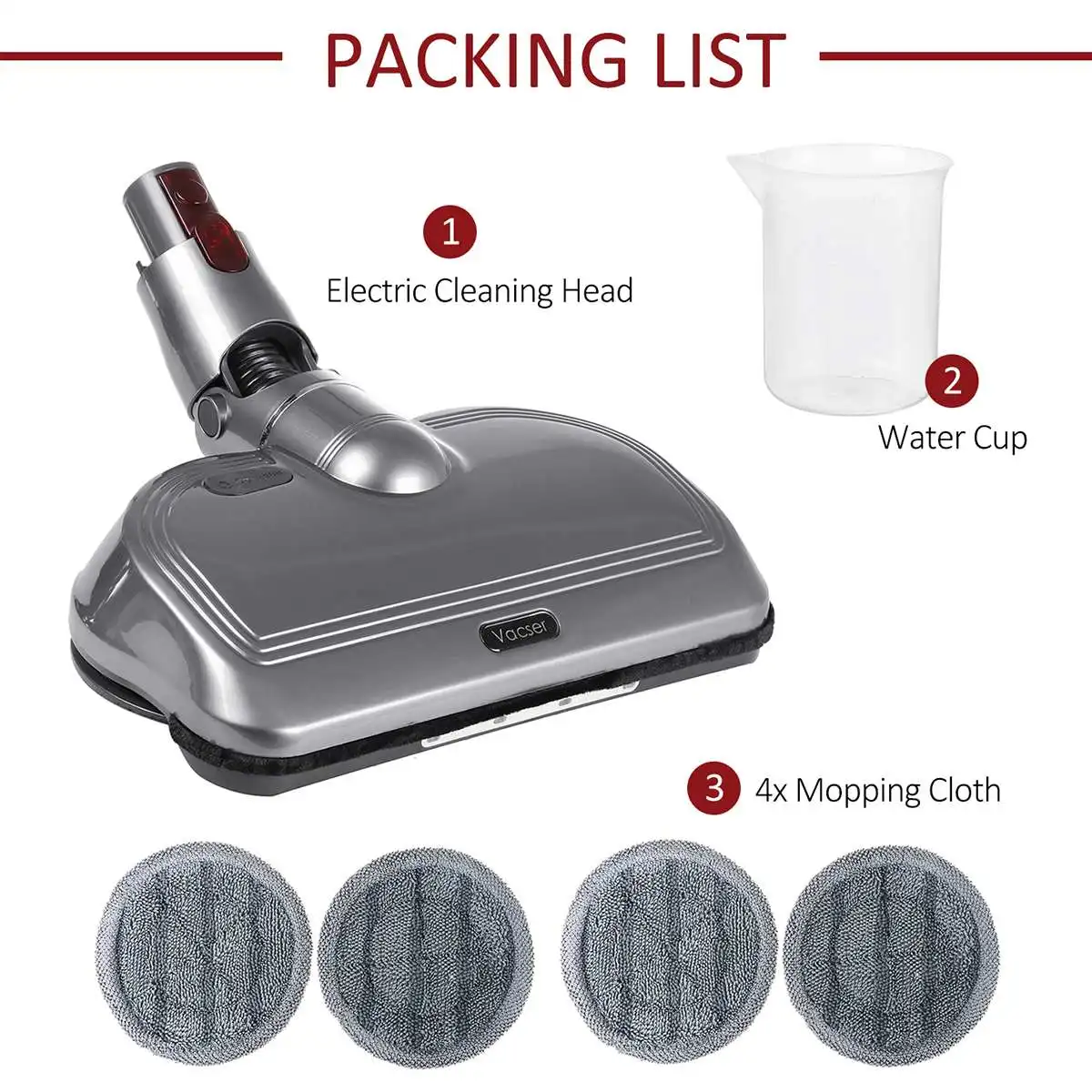 

Electric Mop Head For Dyson V6 V7 V8 V10 V11 Vacuum Cleaner Replacement Electric Mop Head Brush With LED Light 4 Mopping Pads