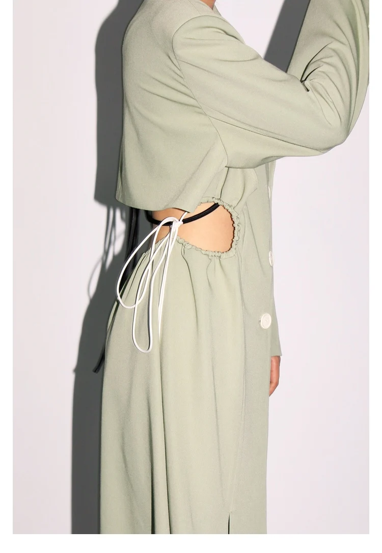 IRINAL02 FW коллекция выдалбливают Асимметричный длинный плащ для женщин