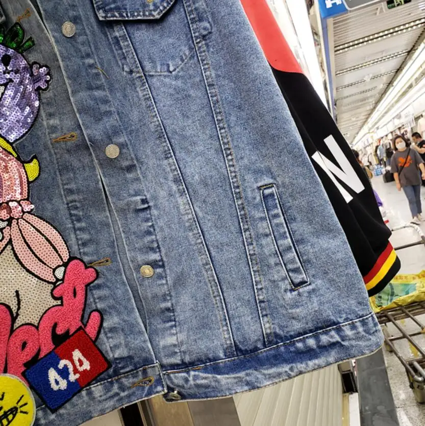 Новинка 2020 джинсовое пальто женская Свободная приталенная ковбойская куртка с