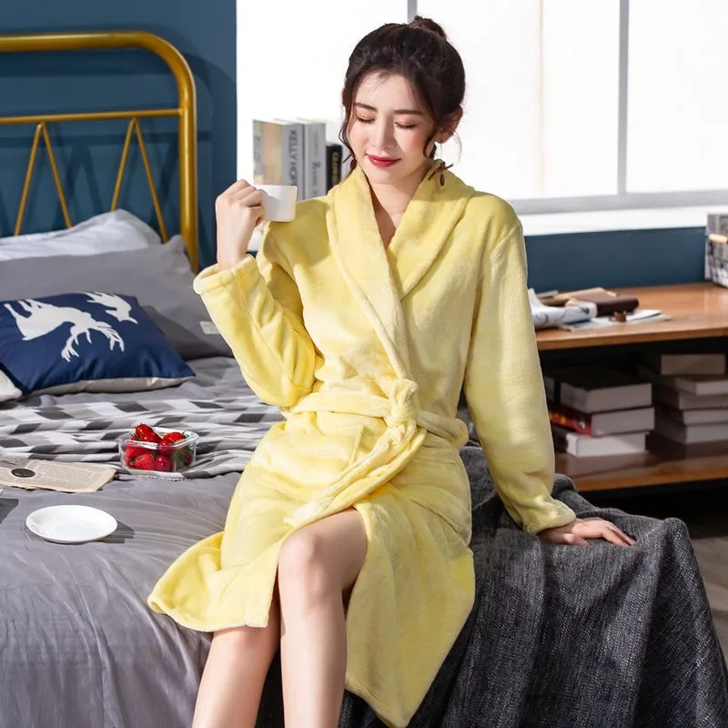 

Couple Winter Robe Nightwear Thick Warm Female Kimono Robe Lovers Bathrobe Gown Winter Home Clothing Men And Women Sleepwear