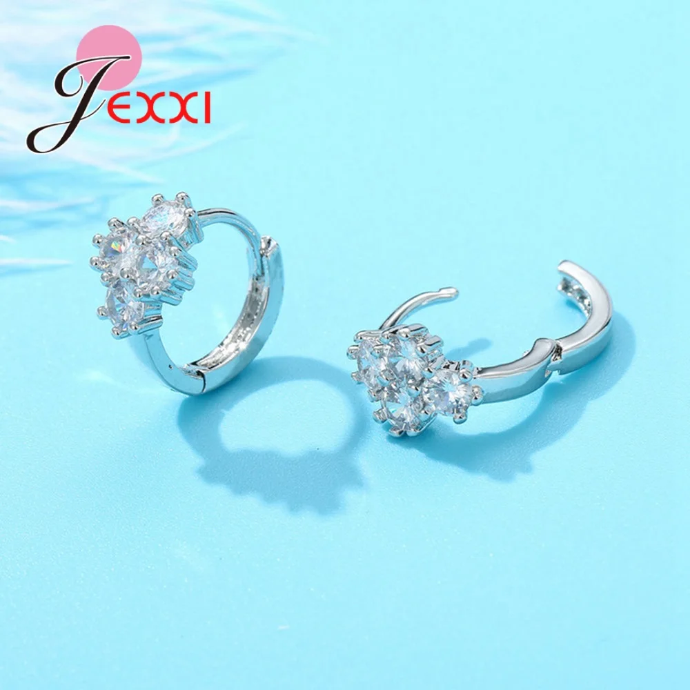 

Women 925 Sterling Silver Hoop Earring for Wedding Party Micro Brilliant Cut Crystal Earrings Prong Setting Modern Jewelry