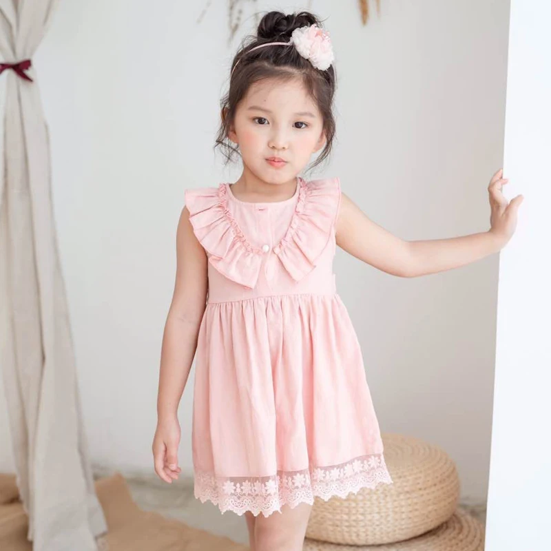 Кружевное платье принцессы для девочек 2 - 8 лет летнее одежда маленьких хлопковое