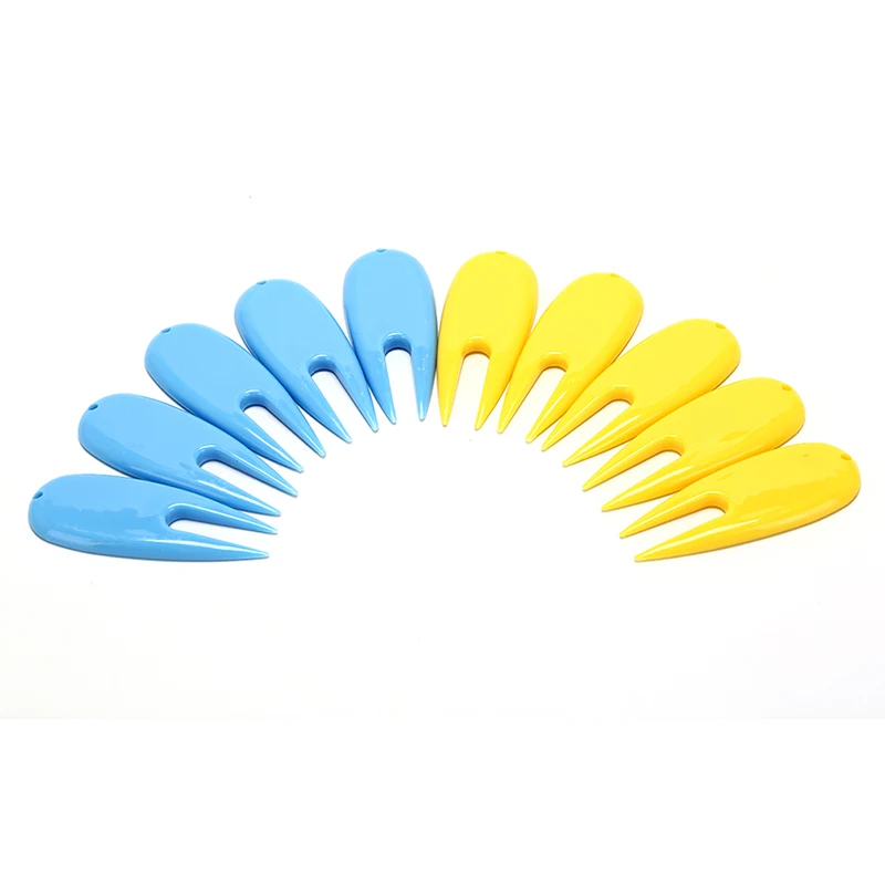 

10Pieces Plastic Golf Pitch Repair Divot Tool Golf Ball Score Marker Fork Randomly Colors
