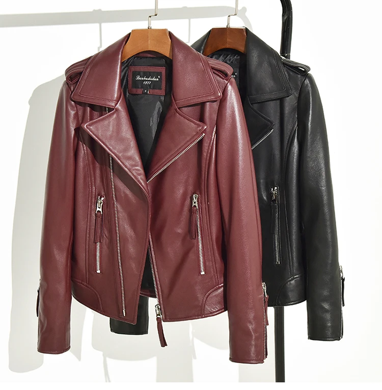 

Free shipping,quality women Genuine leather jacket.fashion female sheepskin motor jacket,casual slim coat,super sales