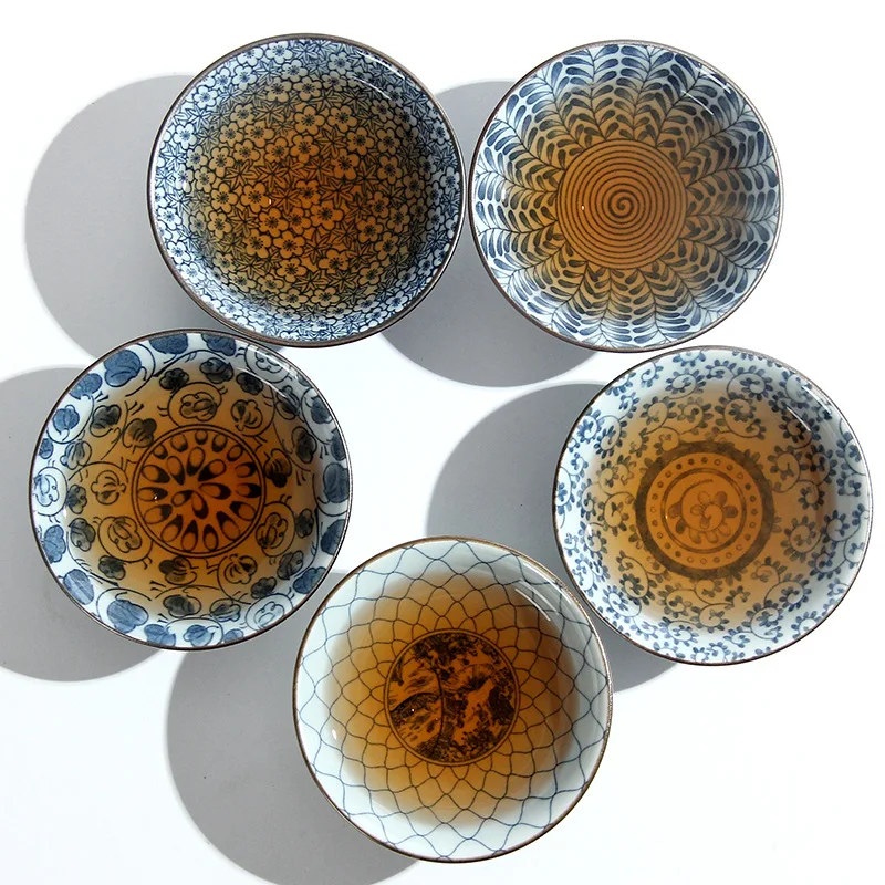 Сине белая бамбуковая чайная чашка керамический чайный набор кунг фу