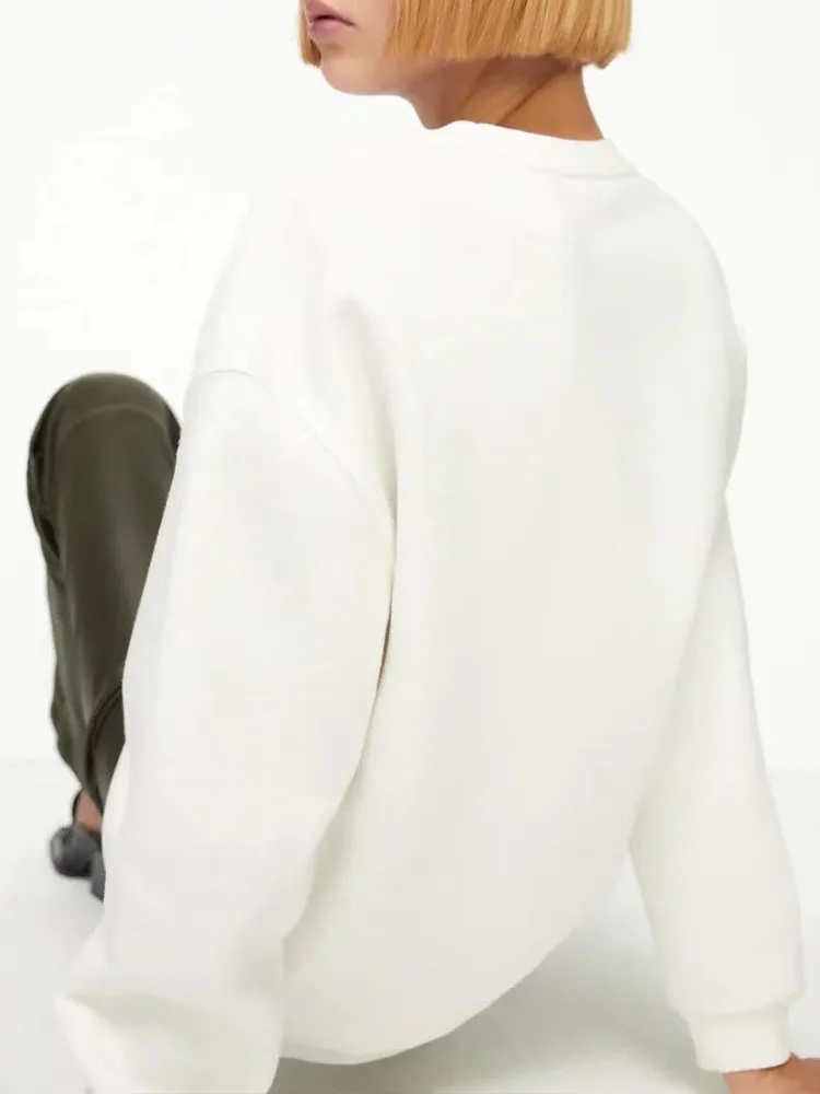 Свитер спортивный свободный с круглым вырезом и длинными рукавами | Женская