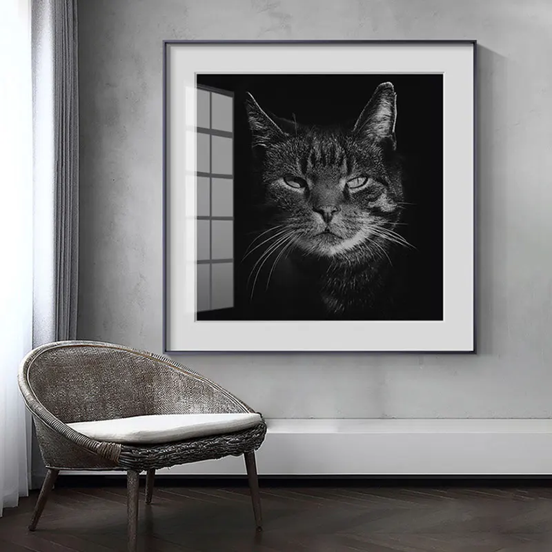 Вдохновляющие картины Лев кот обезьяна холст искусство на черном фоне