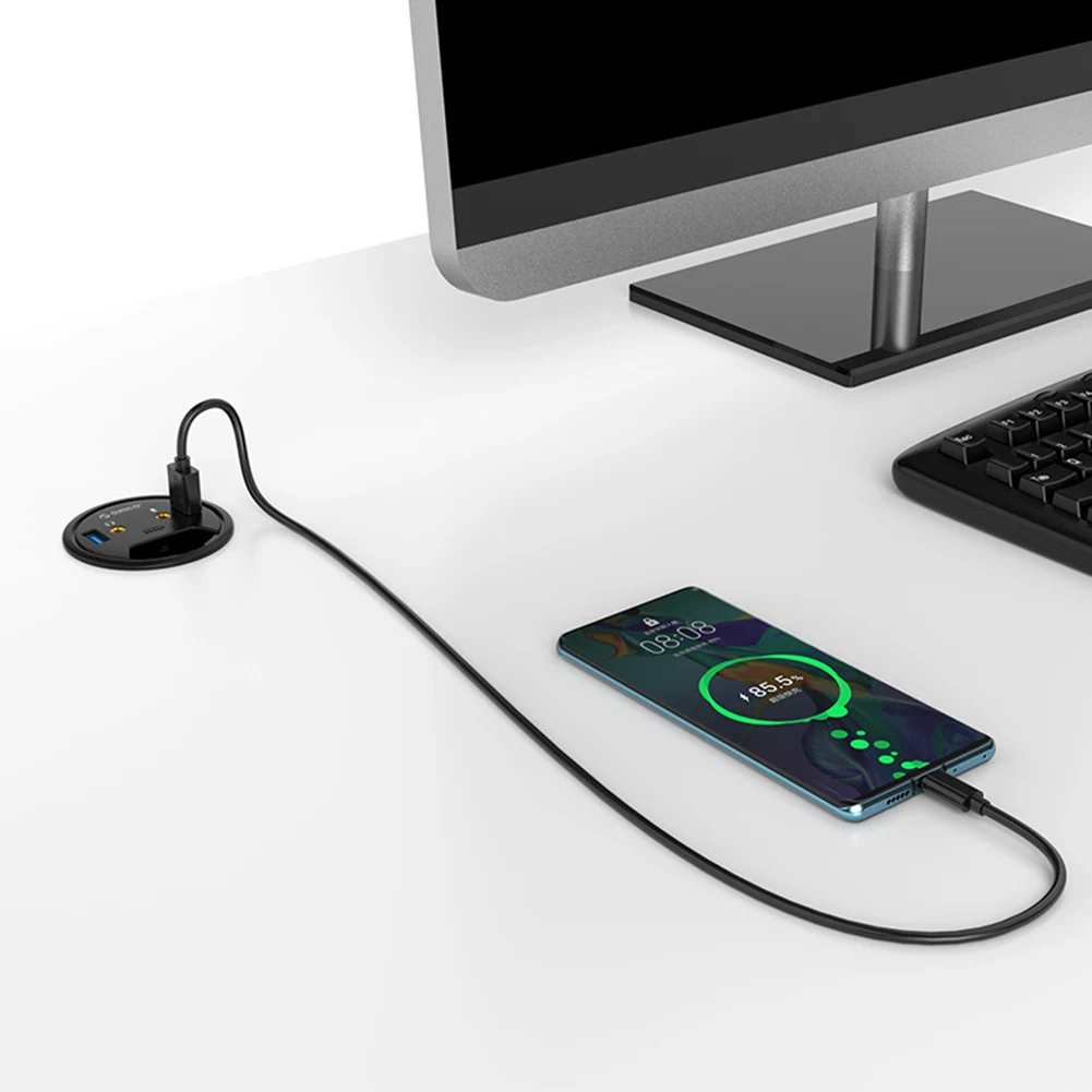 ORICO DESK-2U1C Настольный втулка USB 3 0 концентратор Type-A Type-C аудио порт ключ сплиттер