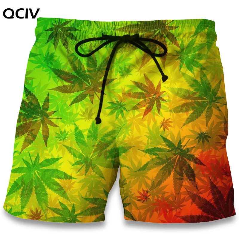 

Casual Beach Shorts Maple Leaf Weeds 3D Print Men Summer Fitness Trunks Fashion Board Shorts Clothing