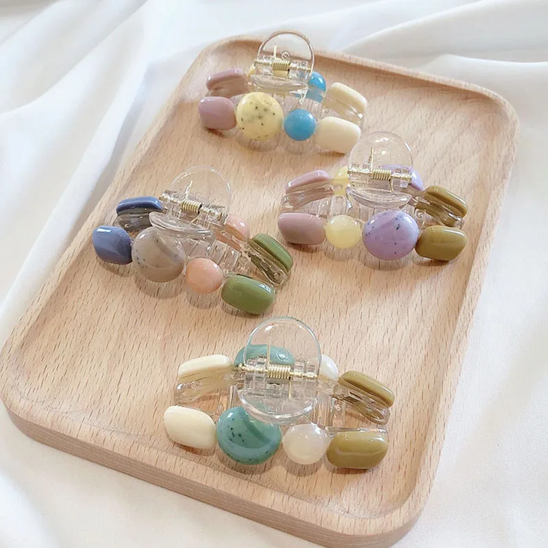 Fashion Acrylic Hairpins Candy Color Hair Clip Shiny Crab Colorful Hair Claws for Women Girl Hair Clamp Hair Accessories