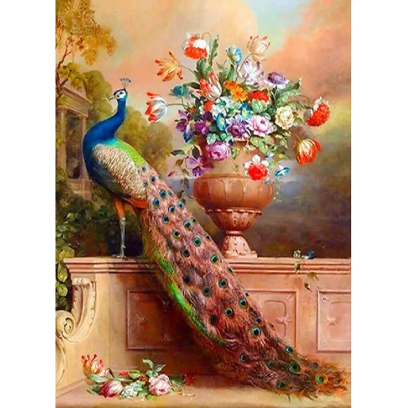 

DIY Diamond Painting Kits Peacock Full Round With AB Drill 5D Diamond Embroidery Sale Picture of Rhinestones Home Decor Gift Art