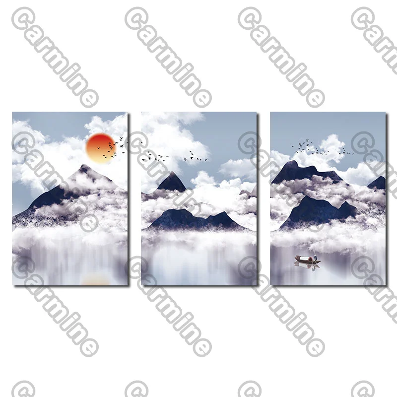 

Poster Black Mountain White Clouds Landscape Canvas Painting and Prints Wall Art Pictures Decoration for Living Room 3Pcs