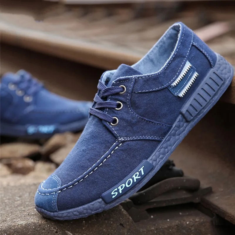 New Canvas Men Shoes Denim Lace-Up Casual 2019 Comfortable Breathable Non-Slip Male Footwear Autumn | Обувь