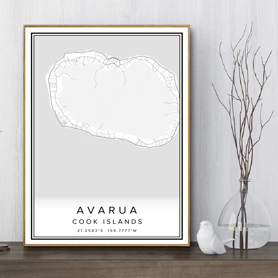 AVARUA of Cook Islands city map print poster canvas wall art |