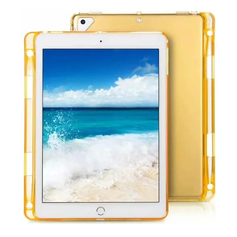 gold Для iPad Mini 5 Чехол Прозрачный Мягкий ТПУ силиконовый чехол для iPad Mini 5 защитный прозрачный чехол карандаш держатель чехол - Цвет: gold