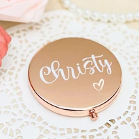 personalised compact mirror hen night bridesmaid gift rose gold makeup mirror monogram pocket mirror bridal party wedding favor