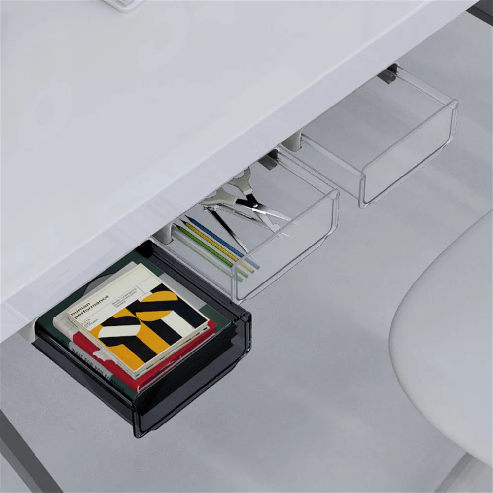 

Drawer Type Hidden Pen Holder Punch-free Self-adhesive Storage Box Desktop Clutter Organizer Office Supplies Desk Set