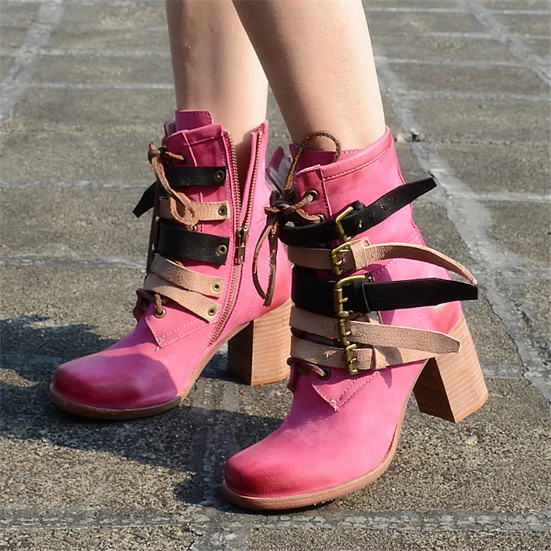 Jady/розовые женские ботильоны из натуральной кожи в стиле панк с розой Осенняя