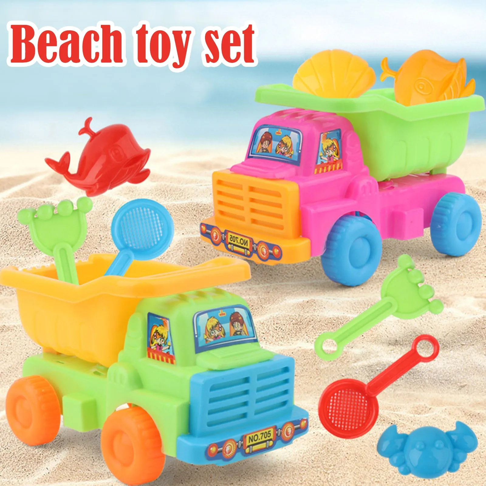

5 Piece Beach Toy Sand Set Party Cart Sand Play Sandpit Toy Summer Outdoor Toy Summer Silicone Soft Baby Beach Toys new R5