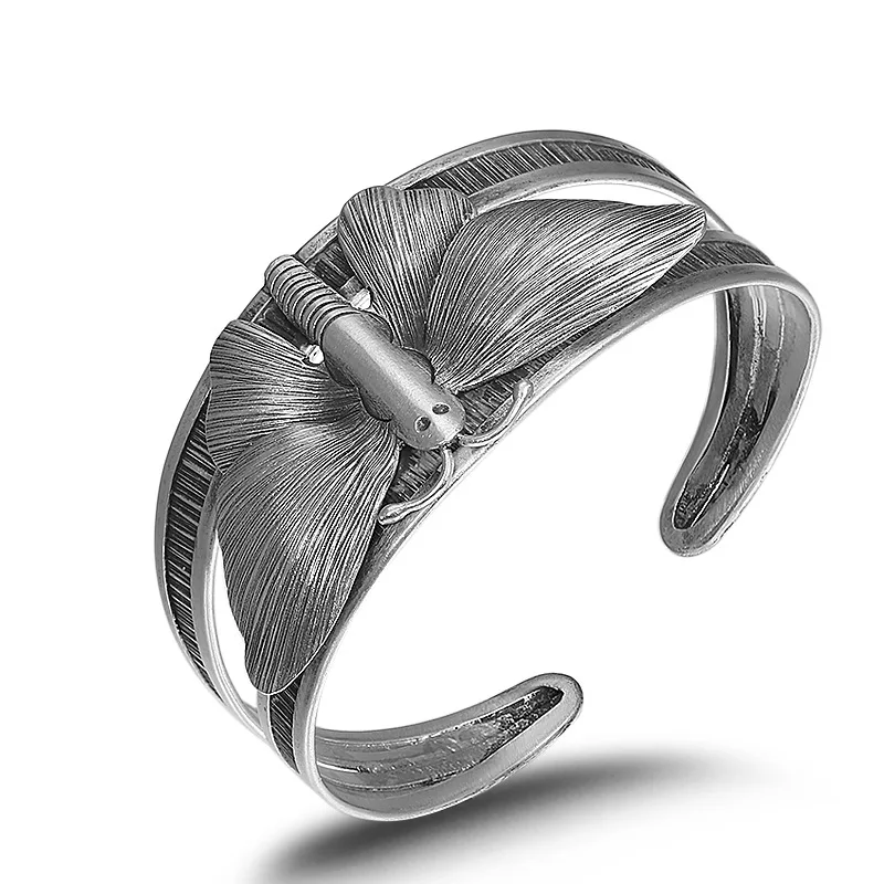 Женский браслет-бабочка браслет из стерлингового серебра 925 пробы шириной 30 мм