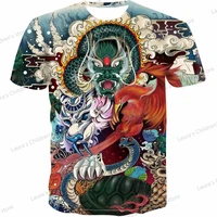 2021 toddler boys personality trend hip hop short sleeve 3d printing design dragon totem baby clothing new summer childrens tees