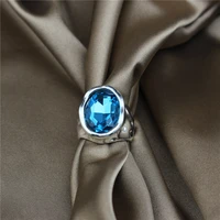 anslow fashion jewelry antique silver ring for women large crystal finger wedding birthday couple friend valentines day present