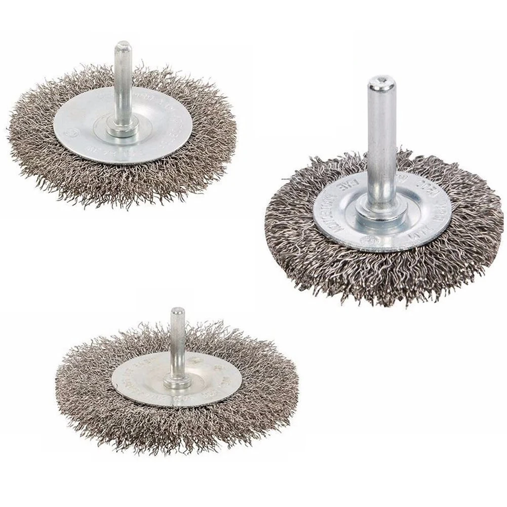 

3pcs Wire Wheel Stainless Steel Wire Brush Set Silver 6mm Shank Cleaning