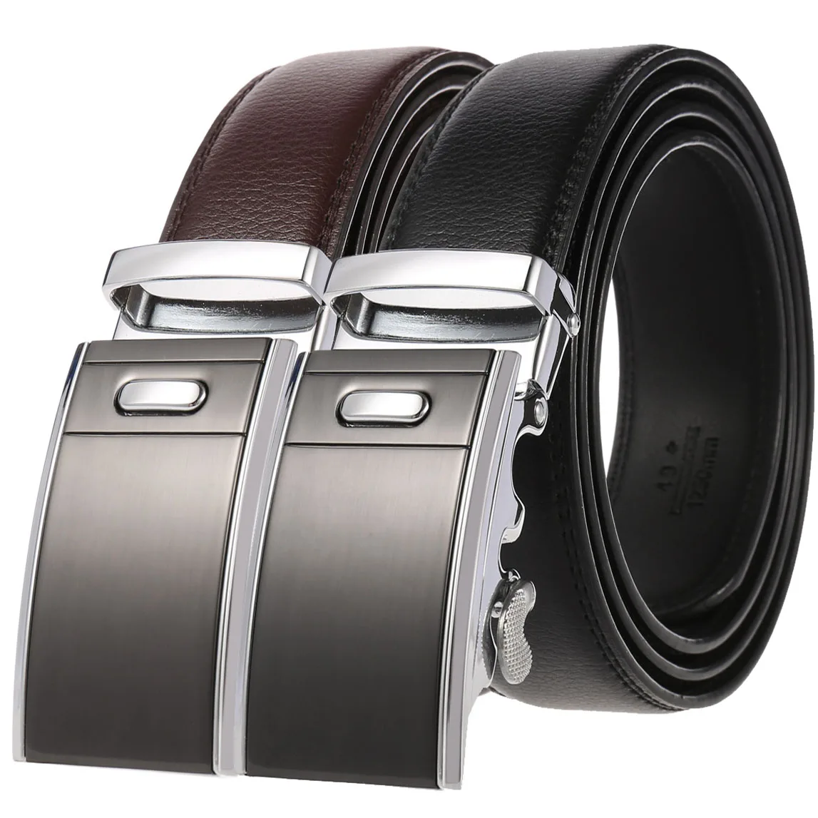 

2022 Men Silver Alloy Automatic Buckle Black Belts Cummerbunds Cinturon Hombre Male Genuine Leather Strap Belt 140 150 160 170cm