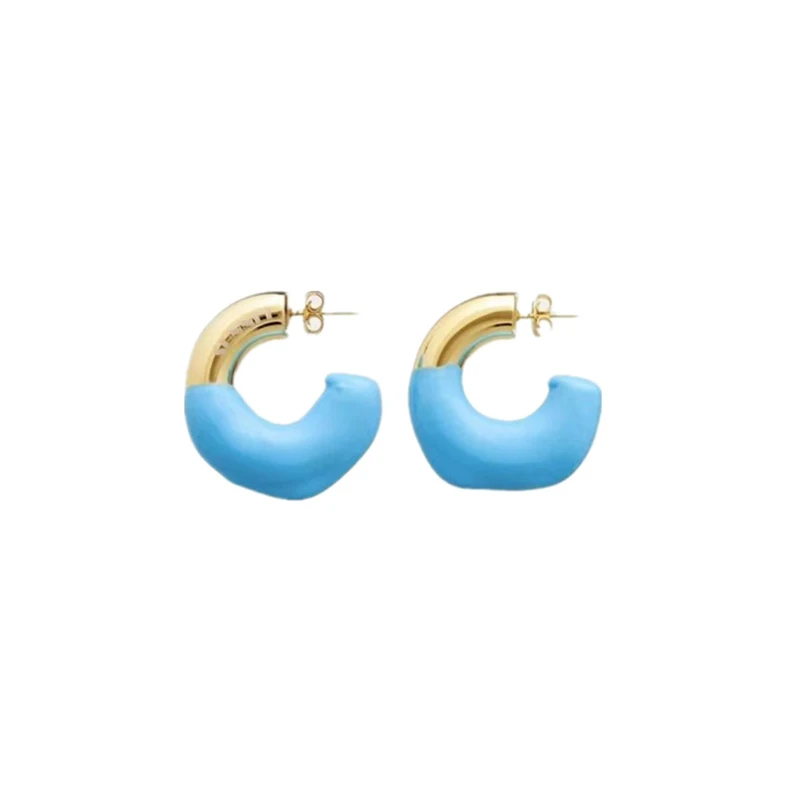 

SRCOI Retro Minimalist Small C-Shaped Enamel Earrings For Women Girls Cool Geometric Hoops Candy Color Fashion Party Jewelry New