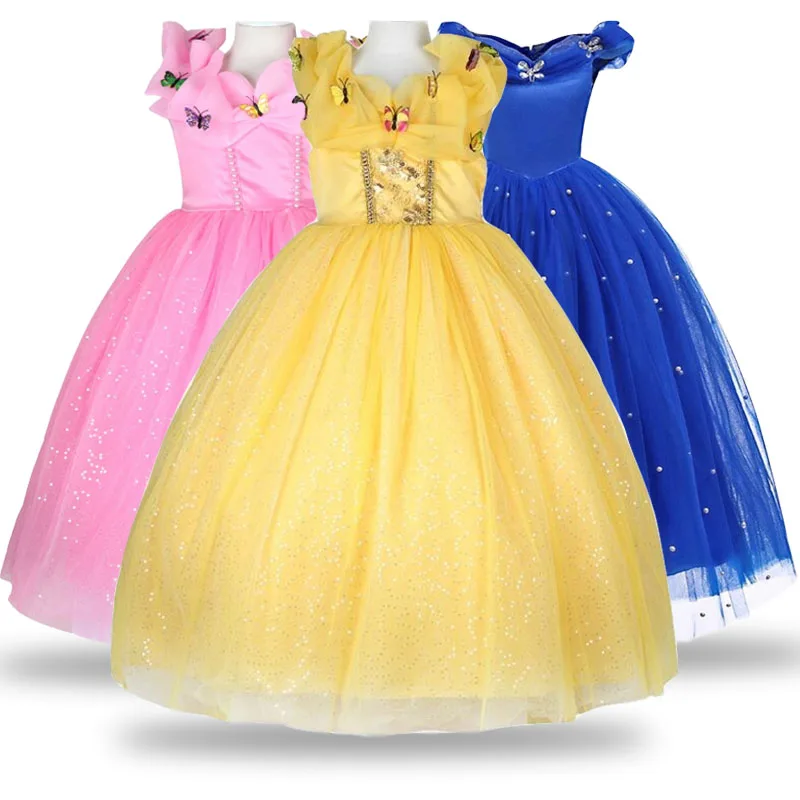 Летняя детская одежда платье принцессы с колокольчиком для девочек Золушки