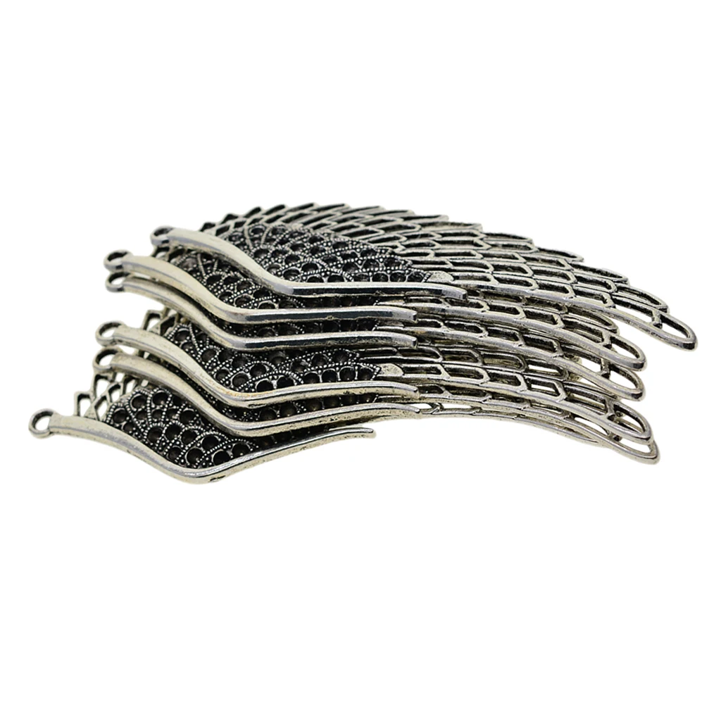 6 шт большое крыло Подвески птица Ангел подвеска Античные серебряного цвета 108x38mm