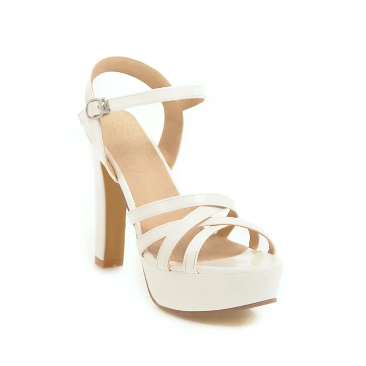 Сандалии женские на высоком каблуке однослойные босоножки с пряжкой туфли