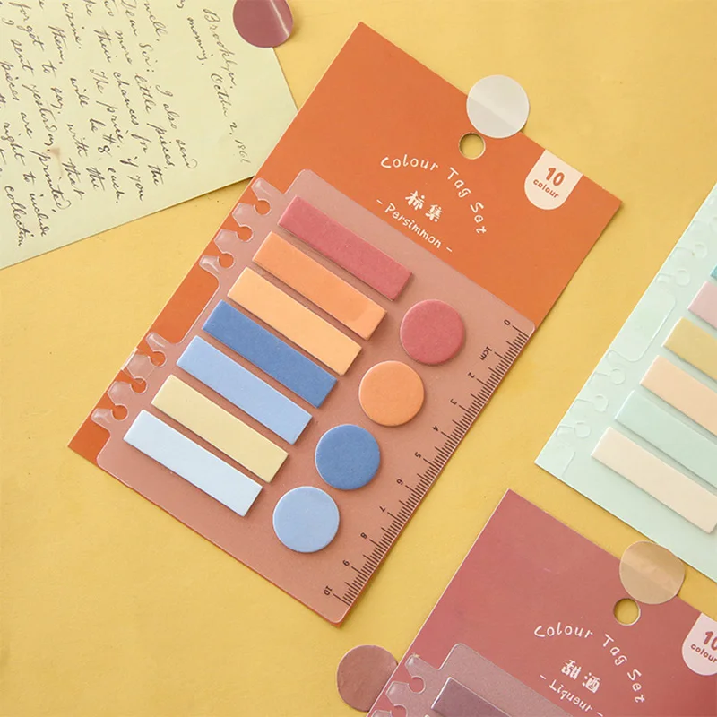 

Long and Circle Binder Sticky Notes Classified Index Memo Pads with Ruler for Journaling
