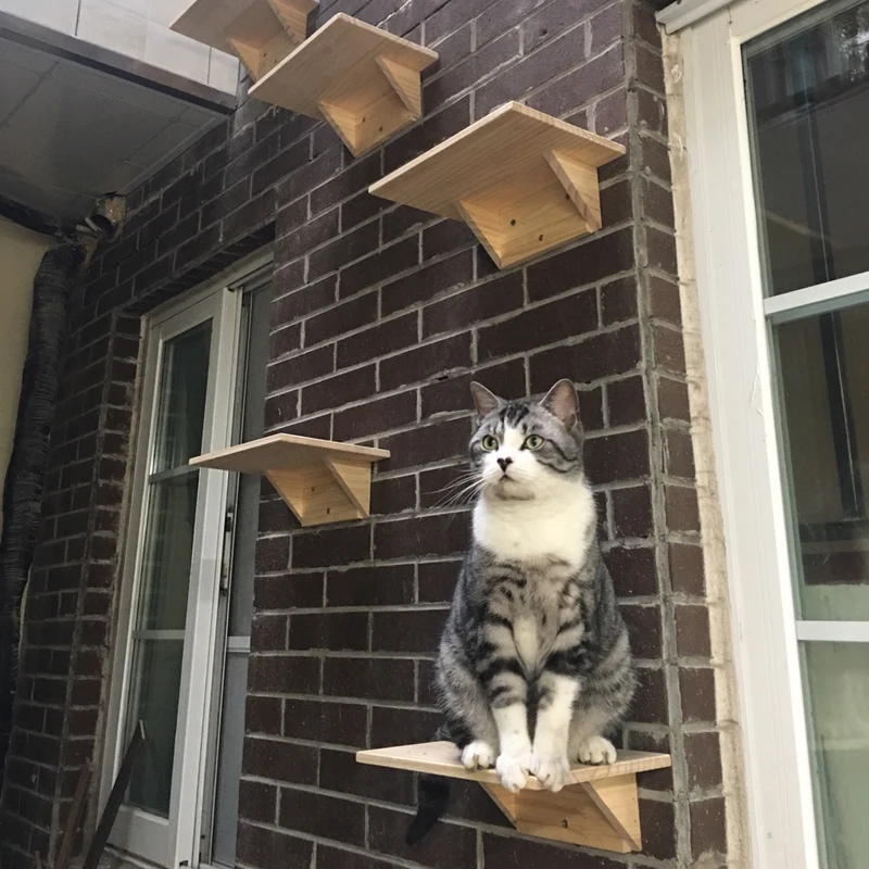 

Cat Climbing Pine Solid Wood Cat Jumping Wall-mounted Jumping Platform Springboard Climbing Cat Toy Pet Furniture Scratch Board