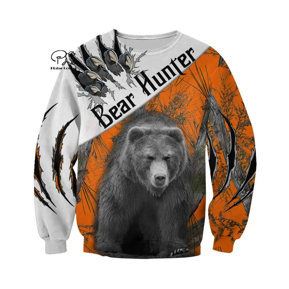 

PLstar Cosmos 3DPrint Bear Hunter Hunting Animals Funny Men/Women Harajuku Streetwear Hoodies/Zip Hoodie/Sweatshirt/Jacket/a3