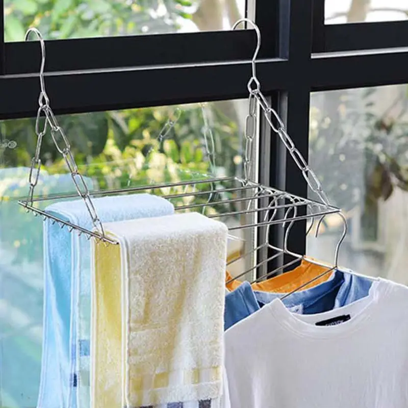 

Balcony Folding Shoe Drying Rack Clothes Airer Stainless Steel Laundry Underwear