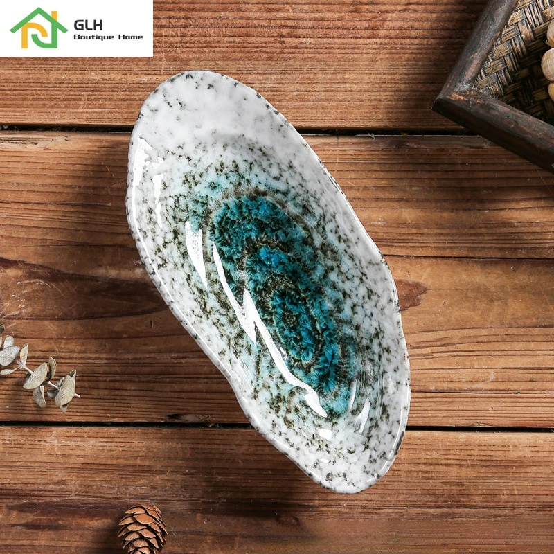 Shell Shape Ceramic Tableware Sushi Dishes Sashimi Snacks Plate Creative Oyster Dish For Japanese Restaurant Hotel |