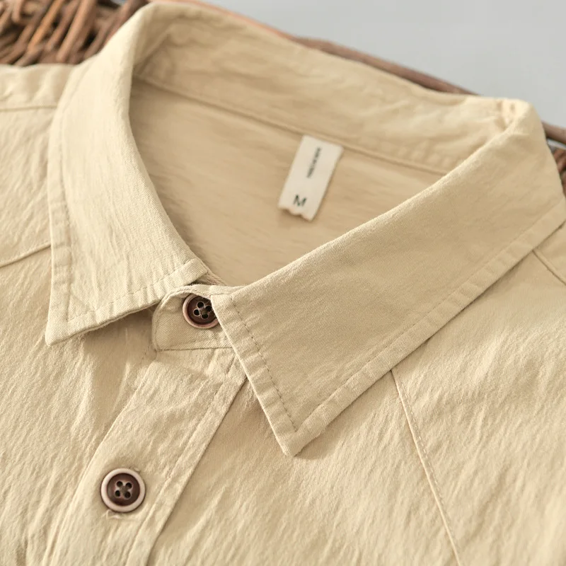 Мужская хлопковая рубашка с длинным рукавом двумя карманами |