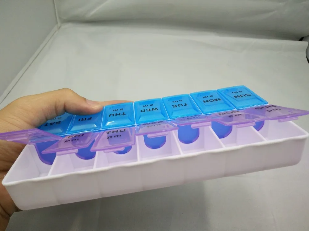 

medicine container grid Pills Case Weekly Transparent Pill Cases One Week Old Double Portable Kit Family Convenient