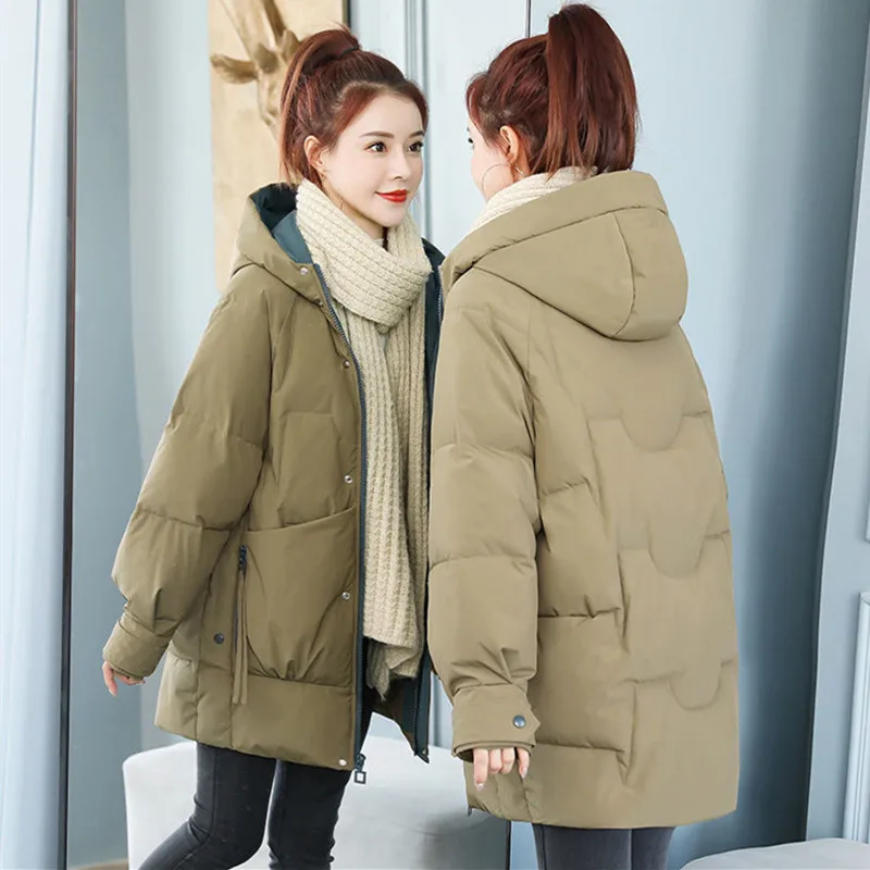 Fdfklak Winter Jacket Women Clothes Casual Loose Hooded Female Jackets Warm Thick Down Cotton Coat Plus Size Parka Mujer S-3XL